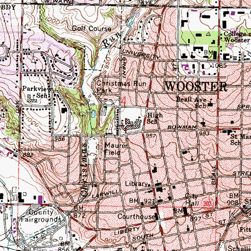 Topographic Map of Grant Street Elementary School, OH