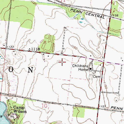 Topographic Map of Ludlow Center and Ross Training School, OH