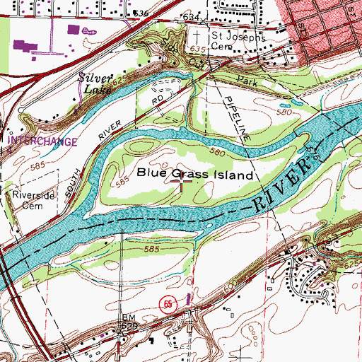 Topographic Map of Blue Grass Island, OH