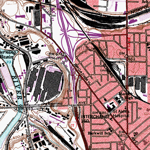 Topographic Map of Interchange 161A, OH