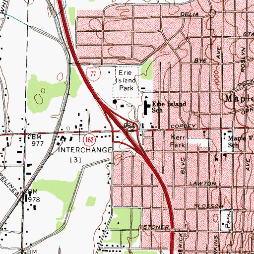 Topographic Map of Interchange 131, OH