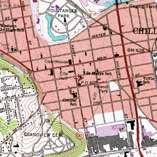 Topographic Map of Saint Marys Catholic Church, OH