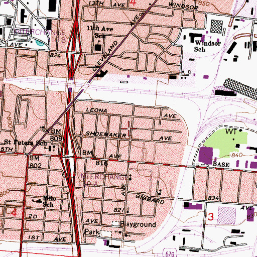 Topographic Map of Saint Johns Baptist Church, OH