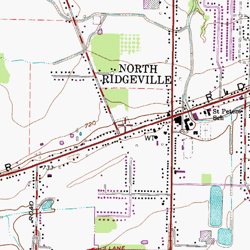 Topographic Map of Ridgeview Cemetery, OH