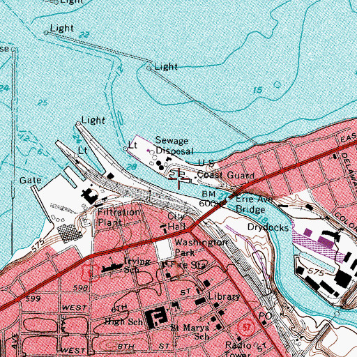 Topographic Map of Lorain Yacht Basin, OH