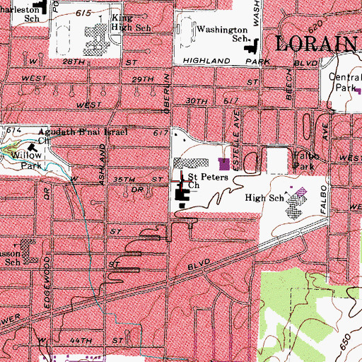 Topographic Map of Saint Peter School, OH