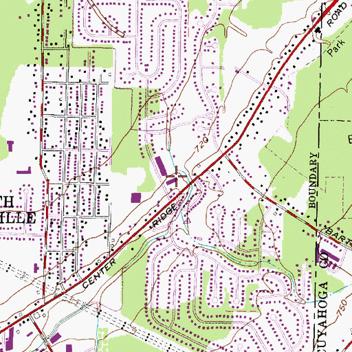 Topographic Map of Mills Creek Commons Shopping Center, OH