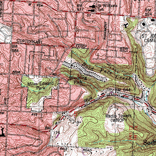 Topographic Map of Breuning Park, OH