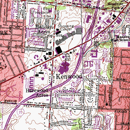 Topographic Map of Kenwood Mall Shopping Center, OH