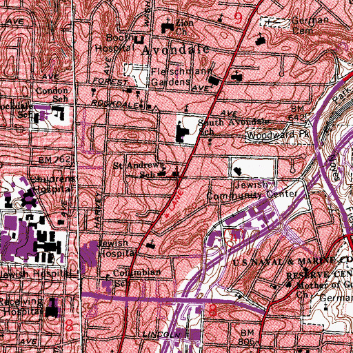 Topographic Map of Saint Andrew Catholic Church, OH