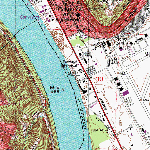 Topographic Map of Adams Marina, OH