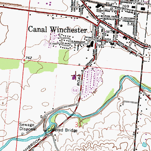 Topographic Map of Canal Winchester High School, OH