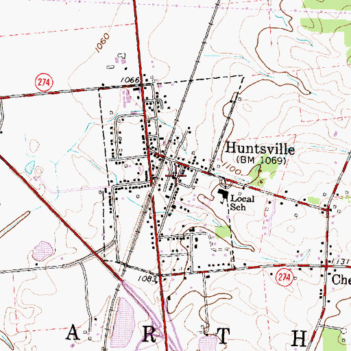 Topographic Map of Huntsville United Methodist Church, OH