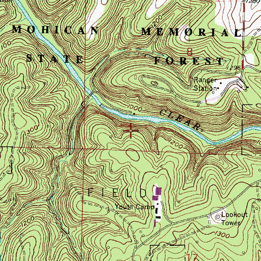 Topographic Map of Mohican State Forest, OH