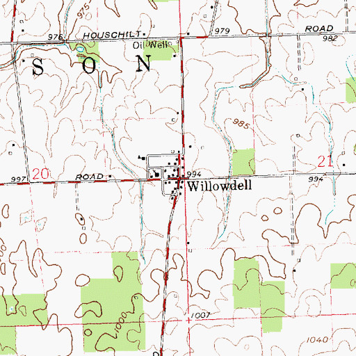 Topographic Map of Willowdell, OH