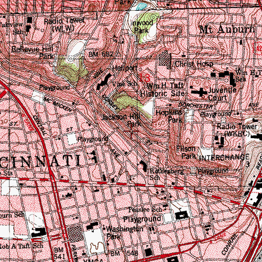 Topographic Map of Cincinnati Baptist Church, OH