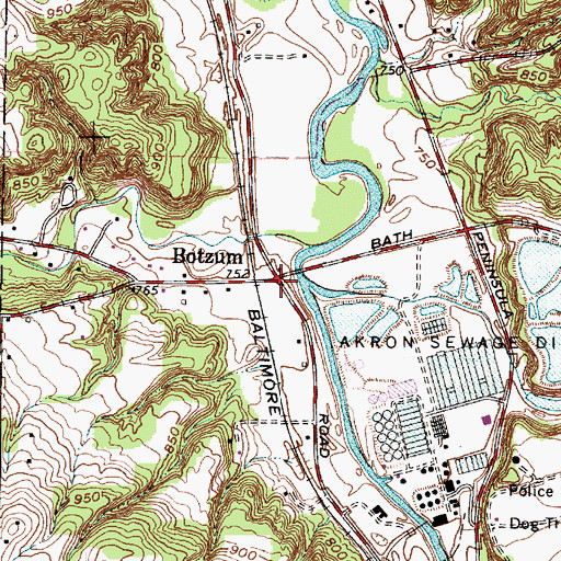 Topographic Map of Botzum, OH