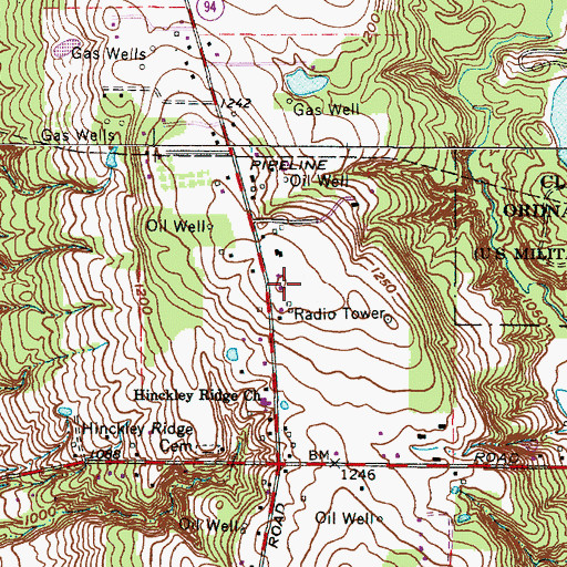 Topographic Map of Hinckley Ridge, OH