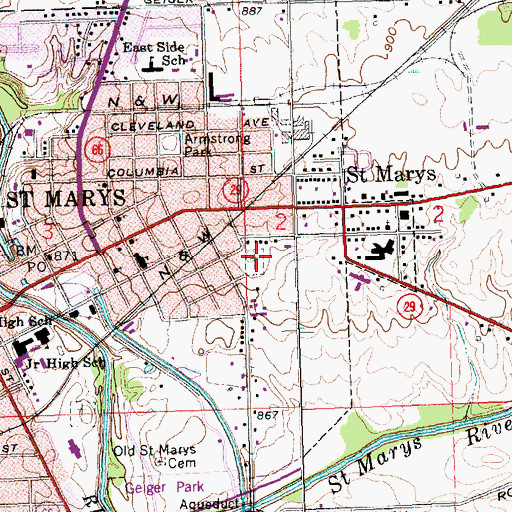 Topographic Map of Old Catholic Cemetery, OH