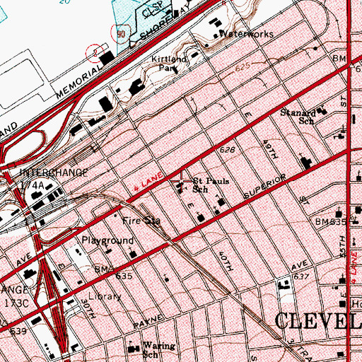 Topographic Map of Saint Pauls Catholic Church, OH