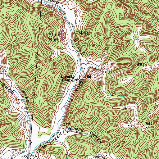 Topographic Map of Liberty Chapel, OH