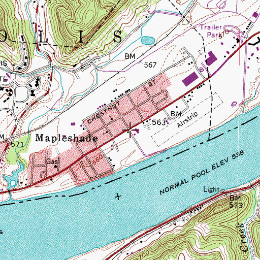 Topographic Map of Mapleshade, OH