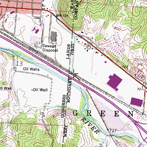 Topographic Map of Oldtown Creek, OH