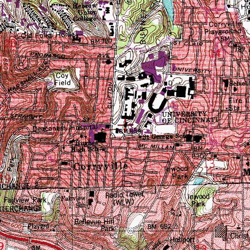 Topographic Map of Carl Blegen Library, OH