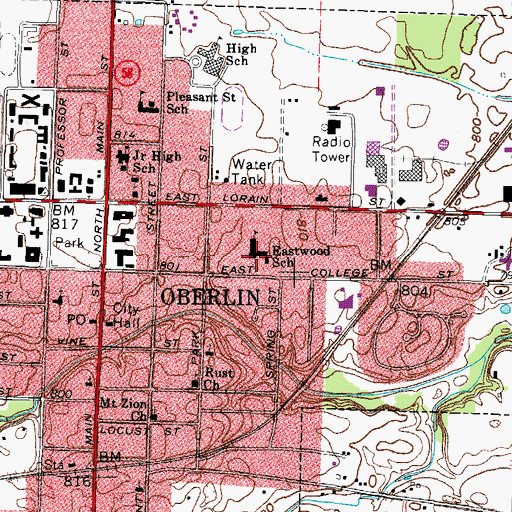 Topographic Map of Eastwood Elementary School, OH