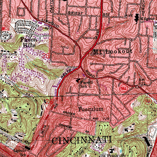Topographic Map of Cardinal Pacelli Elementary School, OH