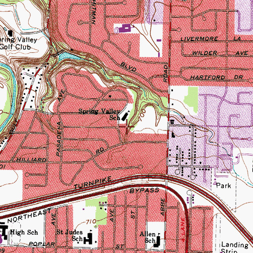 Topographic Map of Spring Valley Elementary School (historical), OH