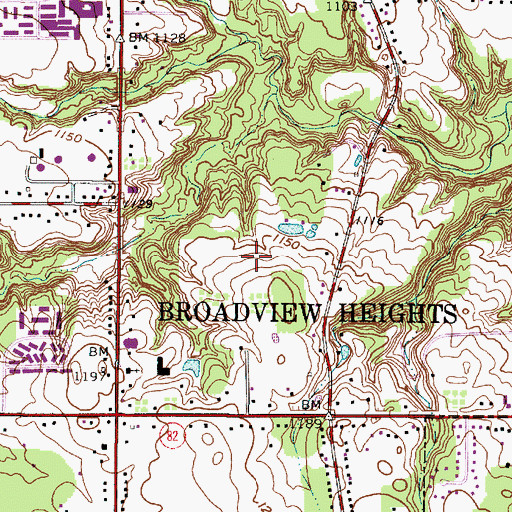 Topographic Map of City of Broadview Heights, OH