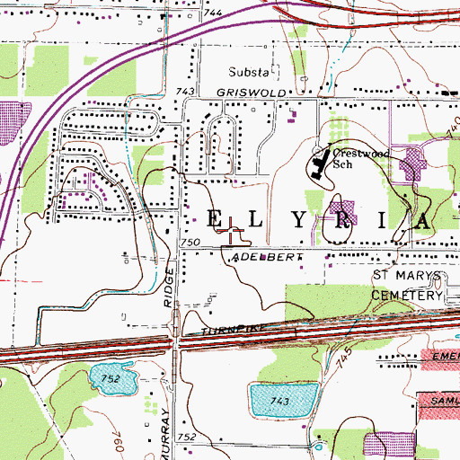 Topographic Map of Township of Elyria, OH