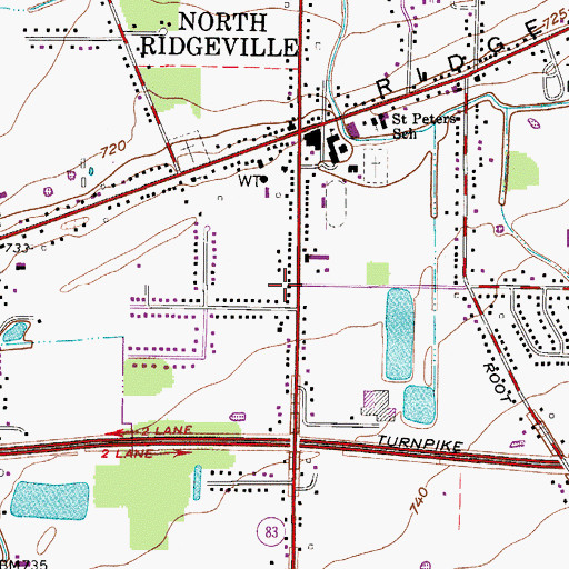 Topographic Map of City of North Ridgeville, OH