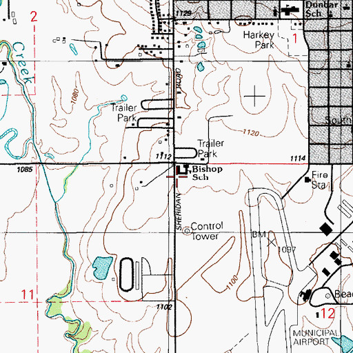 Topographic Map of Bishop Elementary School, OK