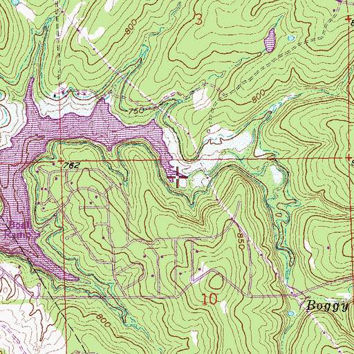 Topographic Map of Boggy Creek, OK