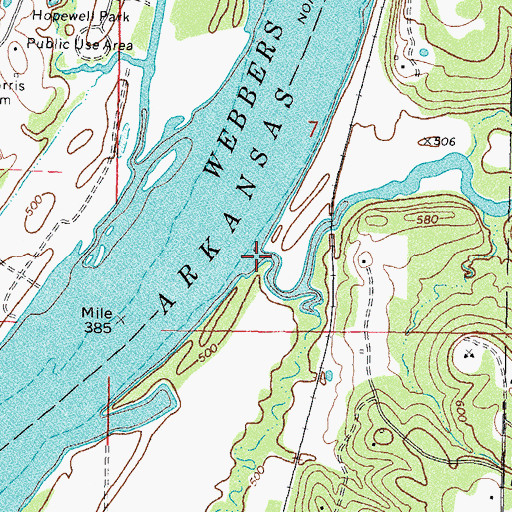 Topographic Map of Bondinot Creek, OK