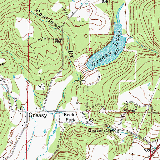Topographic Map of Copeland Branch, OK