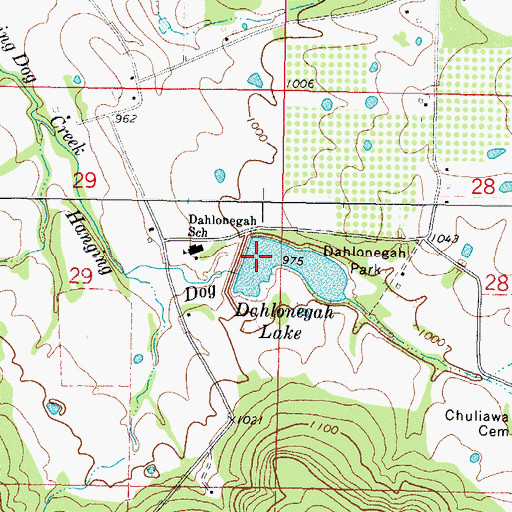 Topographic Map of Dahlonegah Lake, OK