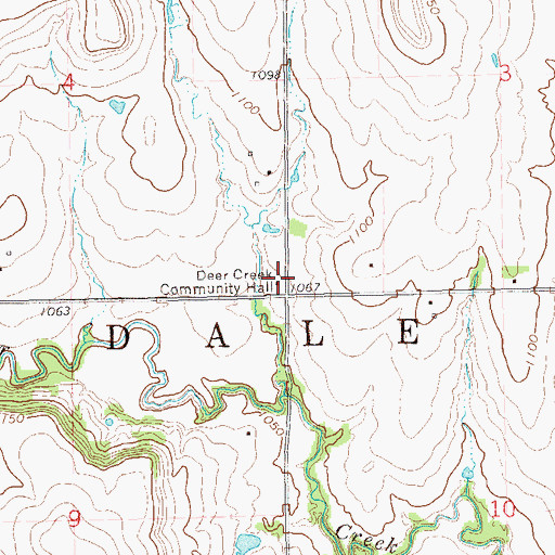 Topographic Map of Deer Creek Community Hall, OK