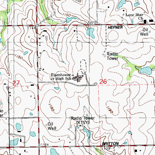 Topographic Map of Oklahoma Centennial Middle School, OK