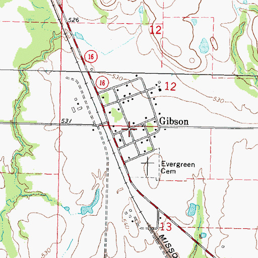 Topographic Map of Gibson, OK