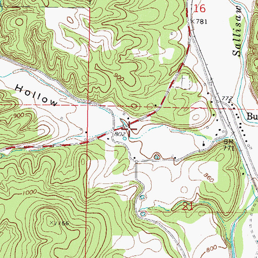 Topographic Map of Hamlin Hollow, OK