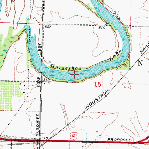 Topographic Map of Horseshoe Lake, OK