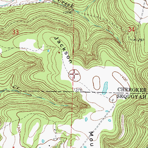 Topographic Map of Jackson Mountain, OK