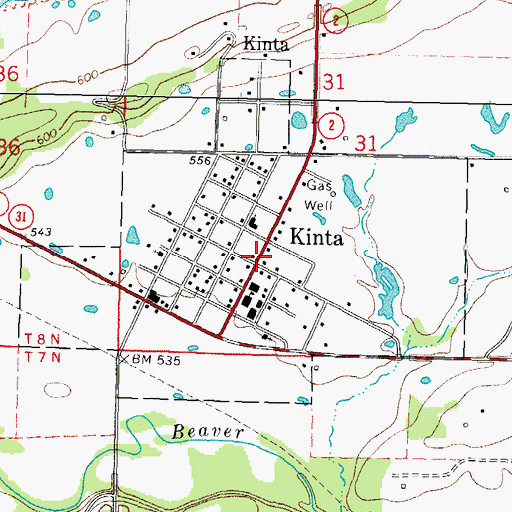 Topographic Map of Kinta, OK