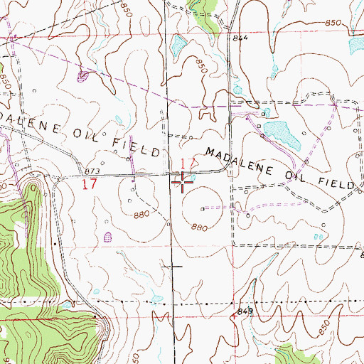 Topographic Map of Madalene Oil Field, OK