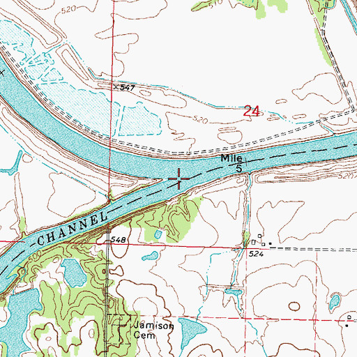 Topographic Map of Old Channel Verdigris River, OK