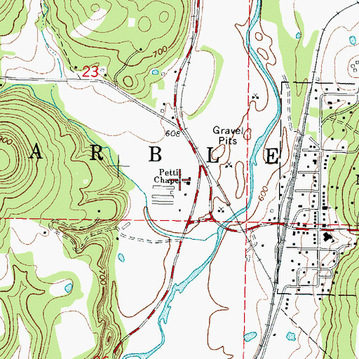 Topographic Map of Pettit Chapel, OK