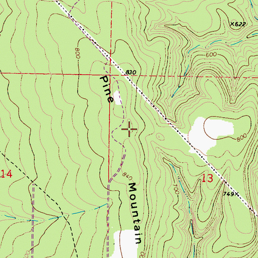 Topographic Map of Pine Mountain, OK